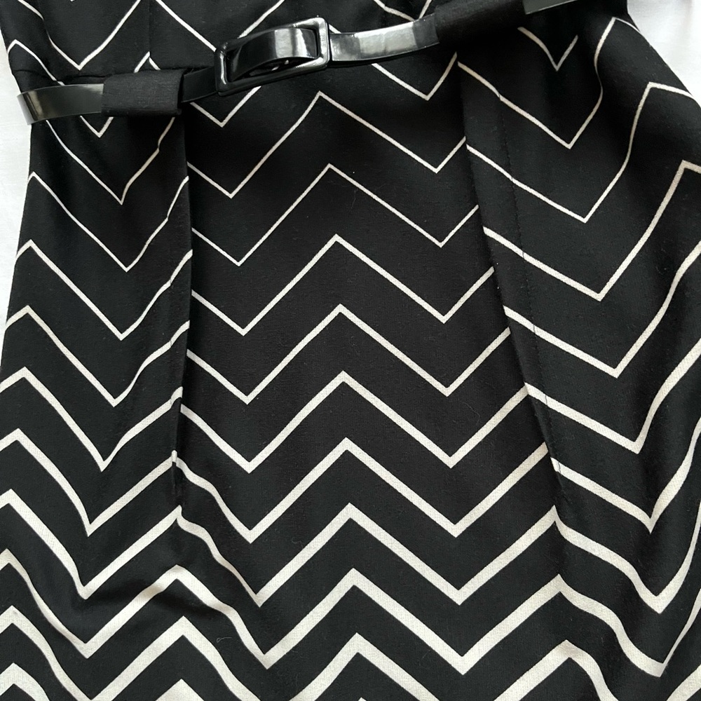 Black and White Sleeveless Sheath Midi Dress - Picture 8 of 13